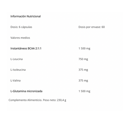 Glutamina + Bcaa´s Aminoácidos Ramificados