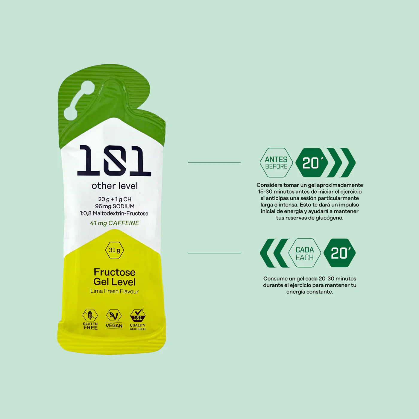 FRUCTOSE GEL LEVEL con Cafeína - sabor Lima 31 g
